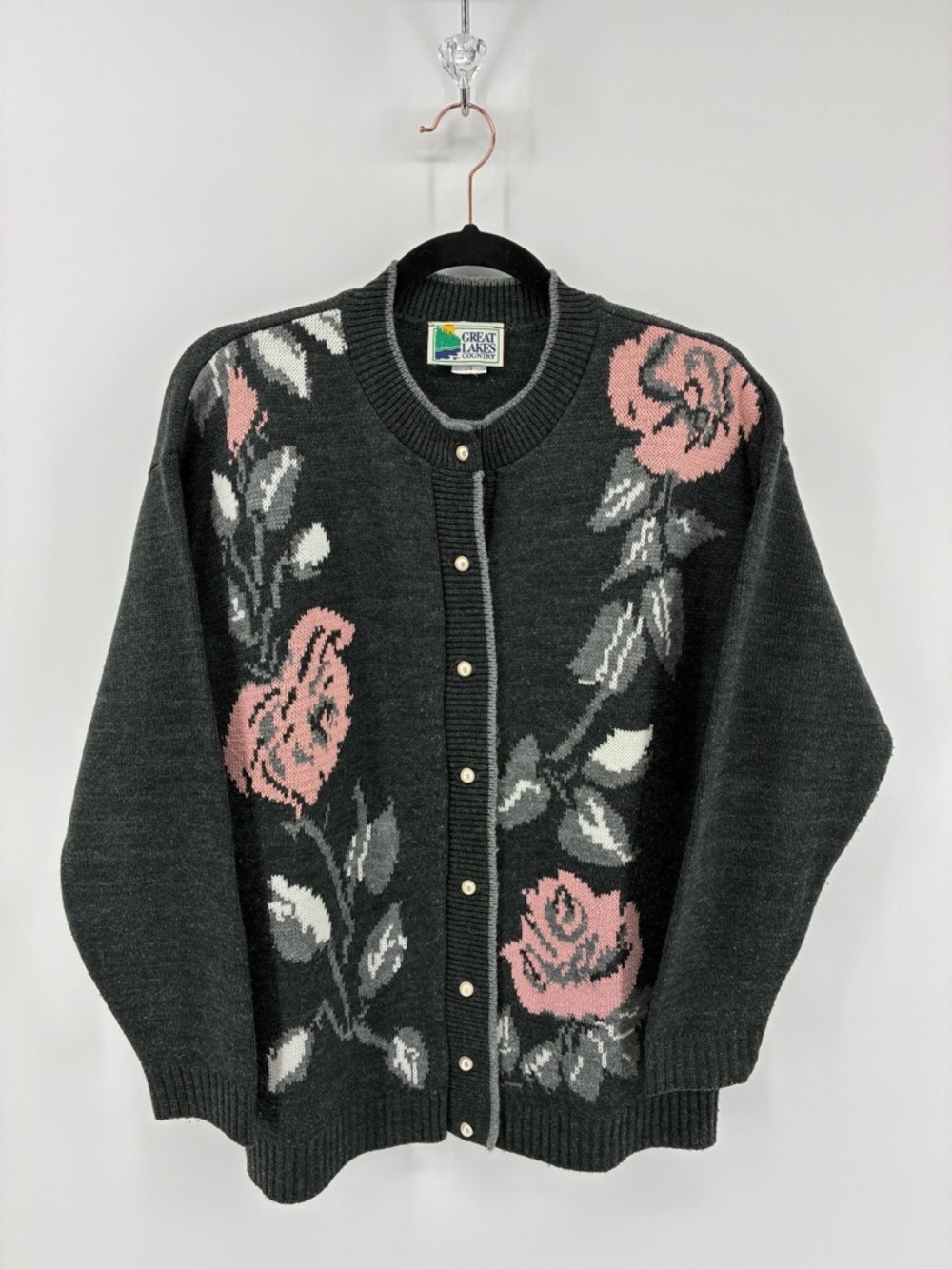 Chic Floral Cardigan in Black and Pink Cottagecore Grandmacore Peasant - Picture 2 of 10